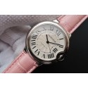 Cartier Ballon Bleu 36mm White Textured Dial Pink Leather Strap WT00869