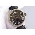 Cartier Ballon Bleu 40mm Diamonds Bezel Black Dial Leather Strap WT01319