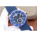 Cartier J Calibre De Cartier Diver Blue Dial Mark Blue Rubber Strap WT01085