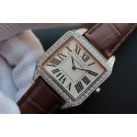 Cartier Santos WH100651 Diamond White Dial Leather Strap Cartier WT00767