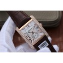 Cartier Tank MC White Dial Mark Diamonds Bezel Leather Strap WT00574