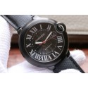 Cartier V6F Ballon Bleu 42mm All Black Black Textured Dial Leather Strap WT01500