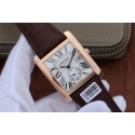 Copy Cartier Tank MC White Textured Dial Brown Leather Strap Cartier WT01070