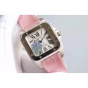 Designer Cartier V6 Santos 100 W20126X8 36mm White Dial Black Leather Strap Cartier WT01475