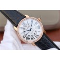 Fake Cartier Ronde De Cartier White Dial Diamonds Bezel Croco Strap WT01785