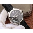 High Quality Knockoff Cartier Cartier Ballon Bleu 42mm CRF Black Textured Dial Leather Strap WT01000