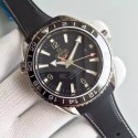 Hot Fake Omega Planet Ocean GMT Black Dial Silver Markers Black Rubber Strap WT01517