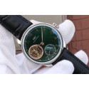 Imitation Fashion IWC Portuguese Tourbillon IW5463 Green Dial Markers Black Leather Strap WT00567