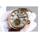 Imitation High Quality Cartier Ballon Bleu Tourbillon Brown Leather Strap Cartier WT01217