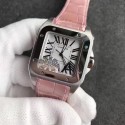 Luxury Replica Cartier Santos 100 33mm White Dial Pink Leather Strap WT01208