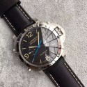 New Panerai PAM524 Fake Flyback Black Dial Leather Strap WT01257