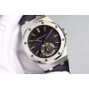 Replica Audemars-Piguet TF Royal Oak 41mm Tourbillon Black Dial Black Leather Strap WT01391