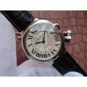 Replica Cartier Ballon Bleu 42mm White Textured Dial Black Leather Strap WT01730