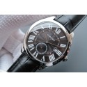 Replica Cartier Drive de Cartier Black Textured Dial Black Leather Strap WT00617