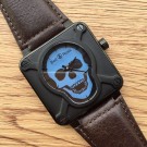 Bell-&-Ross BR 01 Skull Blue Dial Brown Leather Strap WT00760