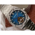 Best Imitation Audemars-Piguet Royal Oak 2018 SIHH Tourbillon R8F Blue Sunburst Tapisserie Dial Bracelet WT01057