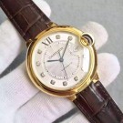 Best Quality Cartier Ballon Bleu 42mm White Dial Leather Strap Cartier WT01221