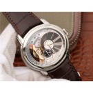 Copy Audemars-Piguet Millennium Series 15350 V9F Skeleton Gray/White Dial Dark Brown Leather Strap WT01229