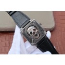 Imitation Bell-&-Ross BR01 Burning Skull Tattoo Watch Antique Dial Black Leather Strap WT01535