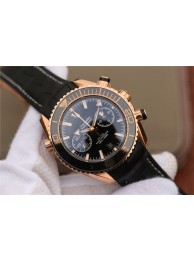 Best Omega Planet Ocean Master Chronometer Black Polished Bezel Black Dial Leather WT01714