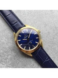 Best Replica Omega Globemaster Master Chronometer Case Blue Dial Leather Strap WT00846