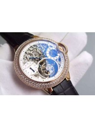 Cartier Ballon Bleu Skeleton Tourbillon Diamond Bezel White Dial WT01236