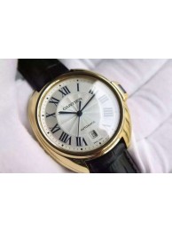 Cartier Cle de Cartier White Textured Dial Leather Strap WT01110