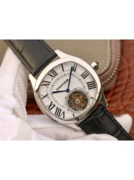 Cartier Drive de Cartier Tourbillon White Textured Dial Leather Strap WT01790