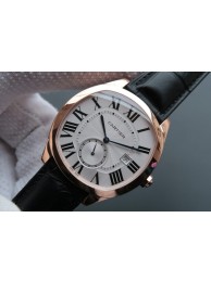 Cartier Drive de Cartier White Textured Dial Black Leather Strap WT00577