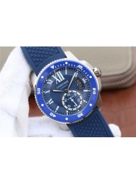 Cartier J Calibre De Cartier Diver Blue Dial Blue Rubber Strap Cartier WT01669