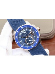 Cartier J Calibre De Cartier Diver Blue Dial Mark Blue Rubber Strap WT01085