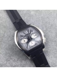 Cartier Roadster Black Dial Black Rubber Strap WT00722