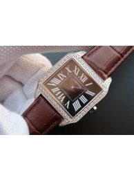 Cartier Santos WH100651 Diamond Black Dial Leather Strap WT01695