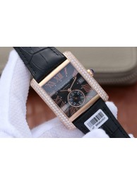 Cartier Tank MC Black Textured Dial Diamonds Bezel Leather Strap Cartier WT00826