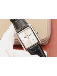 Cartier Tank White Dial Black Leather Strap WT01173