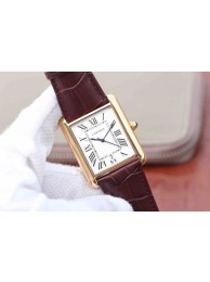 Cartier Tank White Dial Brown Leather Strap WT00866