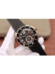 Copy AAAAA Cartier J Calibre De Cartier Diver Black Dial Bezel Black Rubber Strap WT01300