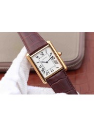 Copy Cartier Tank W1560017 White Dial Brown Leather Strap WT01852