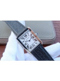 Fake Cartier Tank Solo White Dial Black Leather Strap Ronda Quartz WT00561