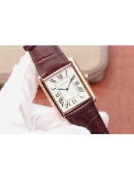 Fake Cheap Cartier Tank W1560017 White Dial Brown Leather Strap Cartier WT01580