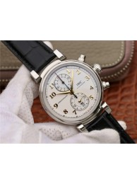 High Quality IWC Da Vinci Chrono IW3934 White Dial Gold Markers Black Leather Strap WT01434