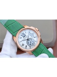 High Quality Knockoff Cartier Calibre de Cartier White Dial Leather Strap WT01843