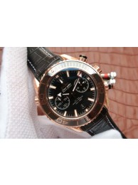 Hot Omega Planet Ocean Master Chronometer Black Bezel Black Dial Leather WT00929