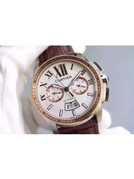 Imitation AAA Cartier Cartier Calibre de Cartier Chronograph White Dial WT01674