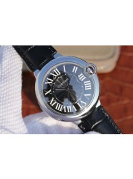 Imitation Cheap Cartier Ballon Bleu 46mm Black Textured Dial Leather Strap WT01721