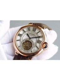 Imitation High Quality Cartier Ballon Bleu Tourbillon Brown Leather Strap Cartier WT01217