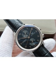 Imitation IWC Portuguese Chrono IW371447 Diamonds Bezel Leather Strap WT01751