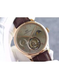 Imitation IWC Portuguese Tourbillon Power Reserve Moonphase Markers Gray Dial WT01004