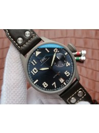 IWC Big Pilot Custom Made Sandblasted Case Blue Dial Leather Strap WT01420