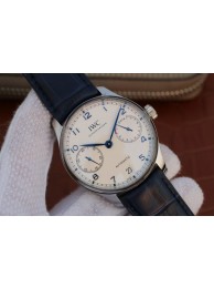 IWC Portuguese IW500705 White Dial Blue Markers Leather Strap WT01351